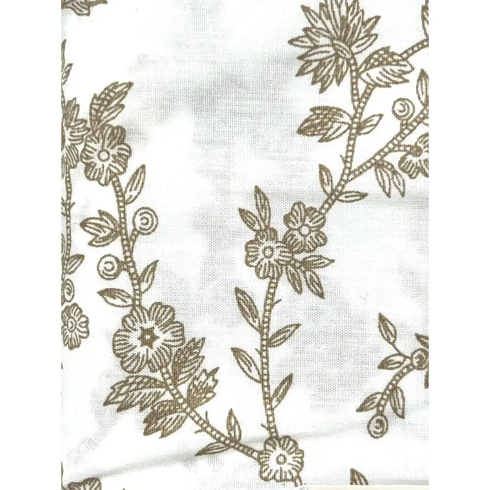 Laura Ashely Beige Tan White Floral Queen Sheet Set Cotton Percale NWT Victoria